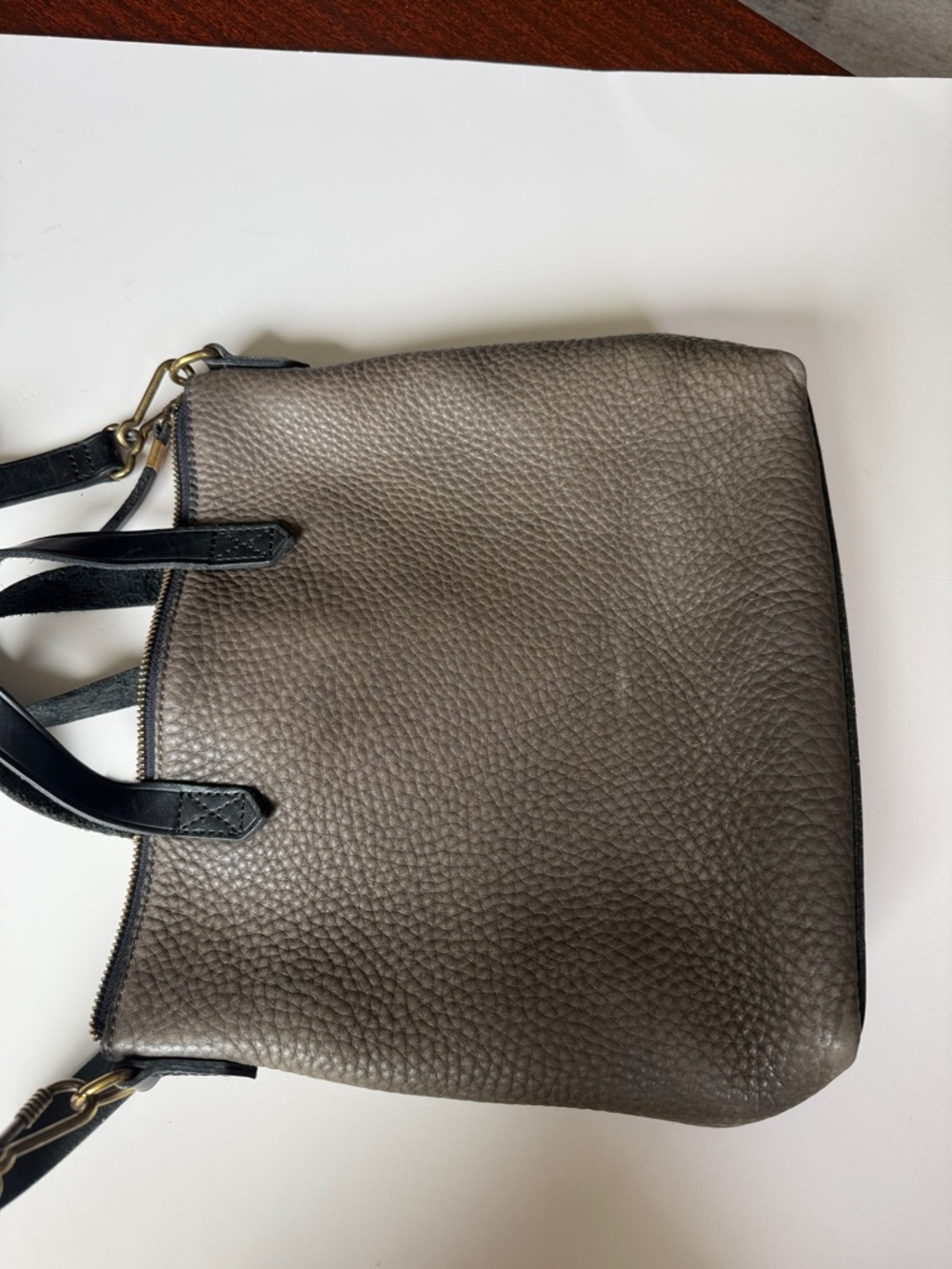 Madewell Pebbled Leather Transport Mini Convertible Shoulder Bag - Gray/Black - Picture 5 of 16